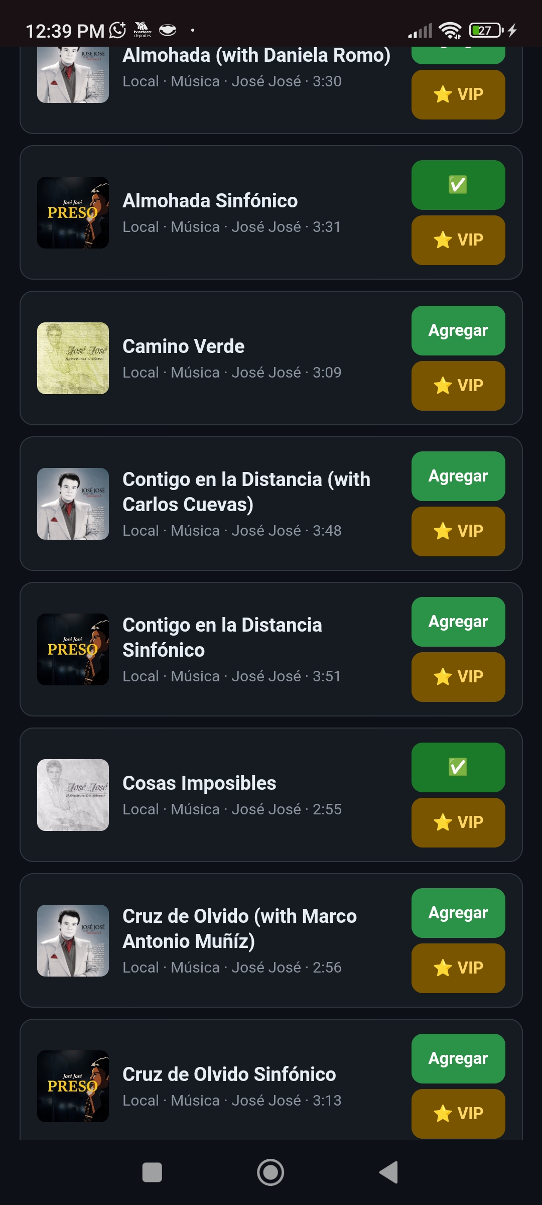 Control móvil: resultados de búsqueda